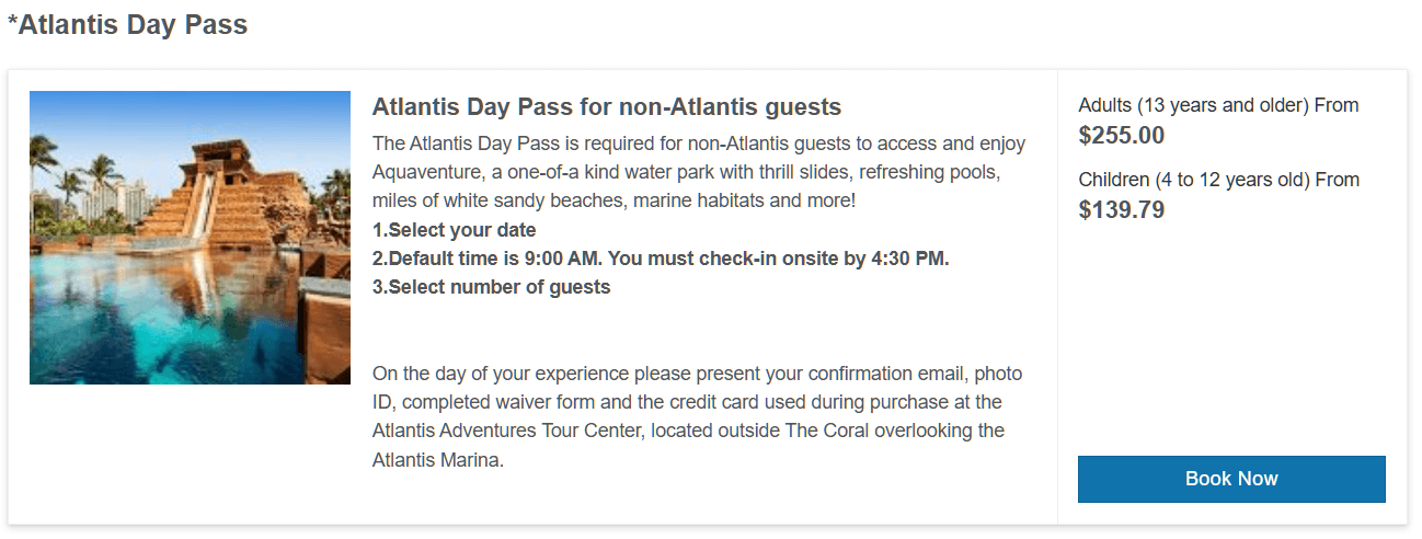 Atlantis Aquaventure Day Pass Price »