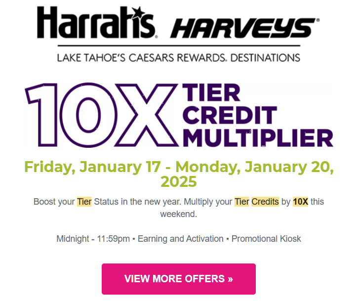 Caesars 10X Tier Credit Multiplier » Caesars 10X Tier Credit Multiplier